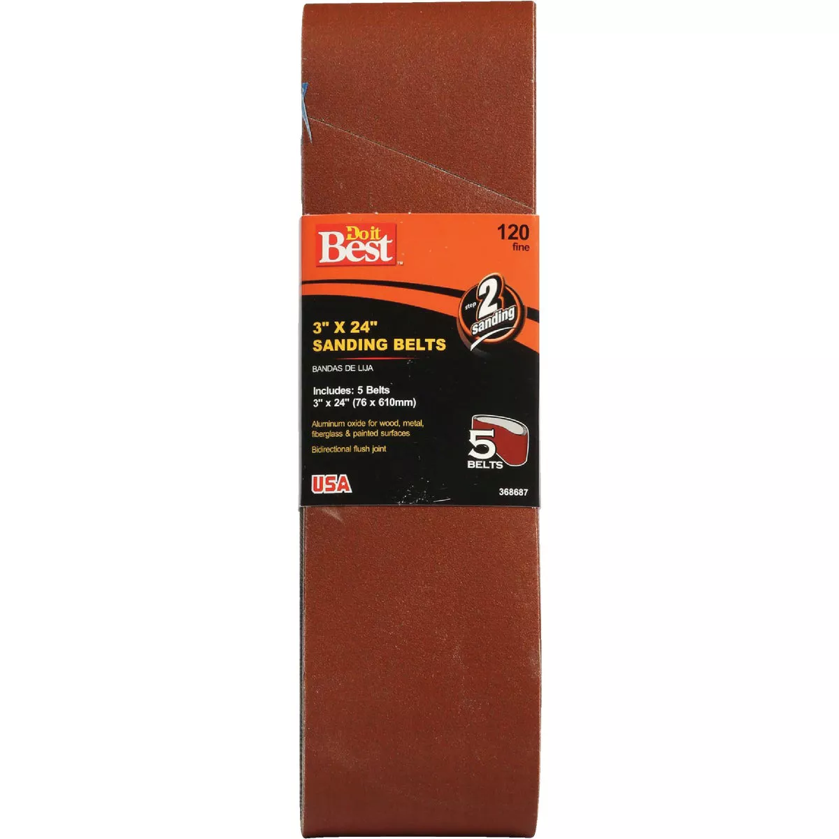 Do it Best 3 In. x 24 In. 120 Grit Dual Direction Sanding Belt (5-Pack)