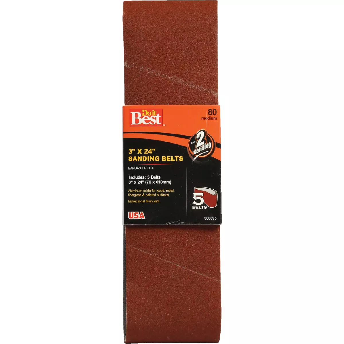 Do it Best 3 In. x 24 In. 80 Grit Dual Direction Sanding Belt (5-Pack)