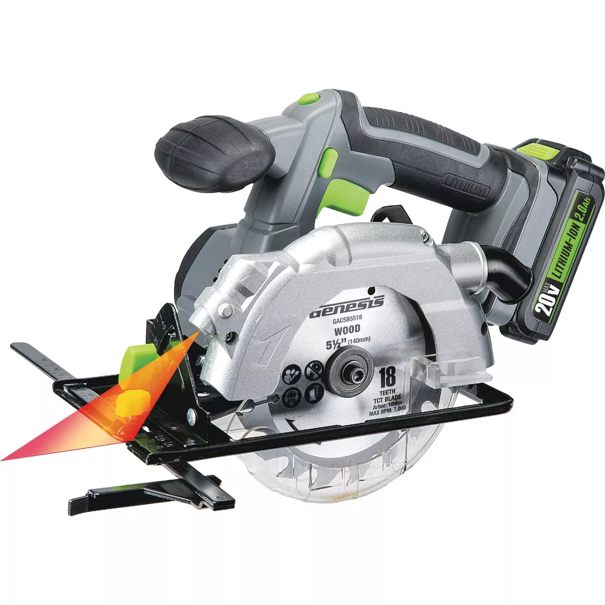 Genesis G20MAX 20V 6-1/2 In. Cordless Circular Saw Kit with 2.0 Ah Battery & Charger