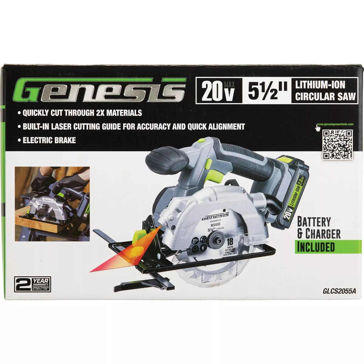 Genesis G20MAX 20V 6-1/2 In. Cordless Circular Saw Kit with 2.0 Ah Battery & Charger - photo 2