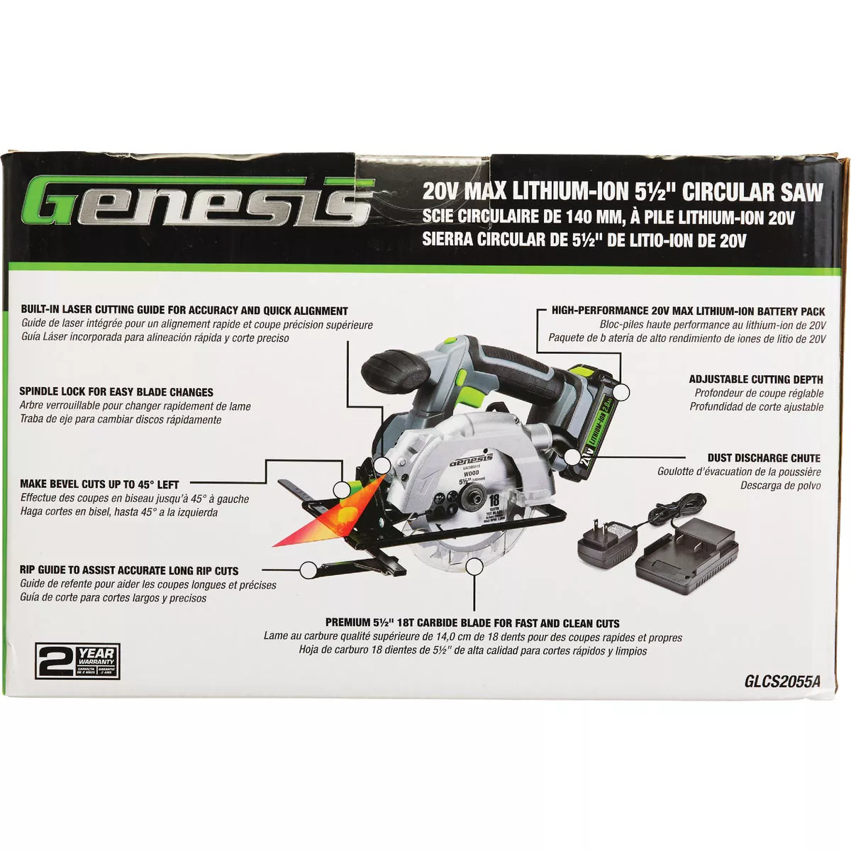 Genesis G20MAX 20V 6-1/2 In. Cordless Circular Saw Kit with 2.0 Ah Battery & Charger - photo 4