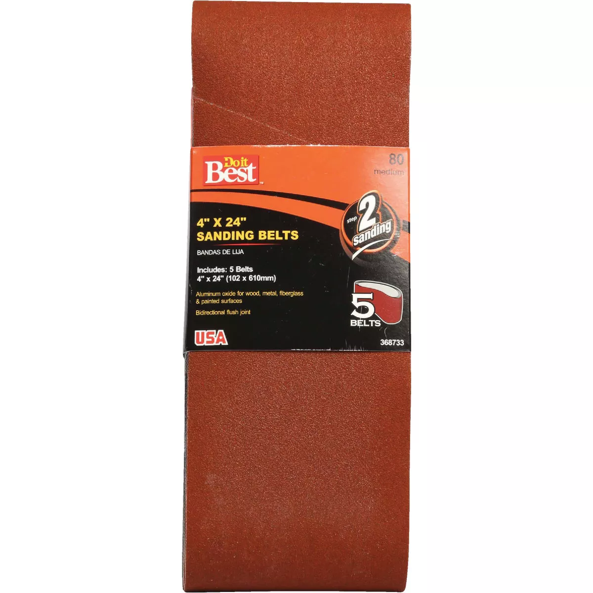Do it Best 4 In. x 24 In. 80 Grit Dual Direction Sanding Belt (5-Pack)