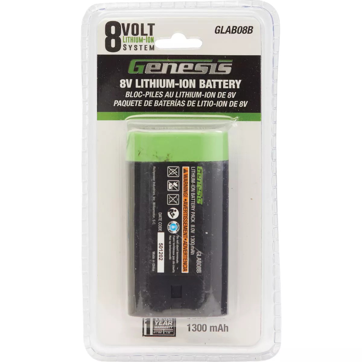 Genesis 8V Lithium-Ion 1.3 Ah Tool Battery - photo 2