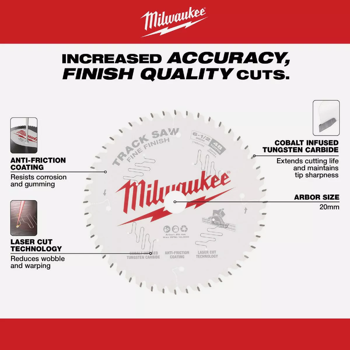 Milwaukee 6-1/2 In. 48-Tooth Fine Finish Track Saw Blade - photo 6