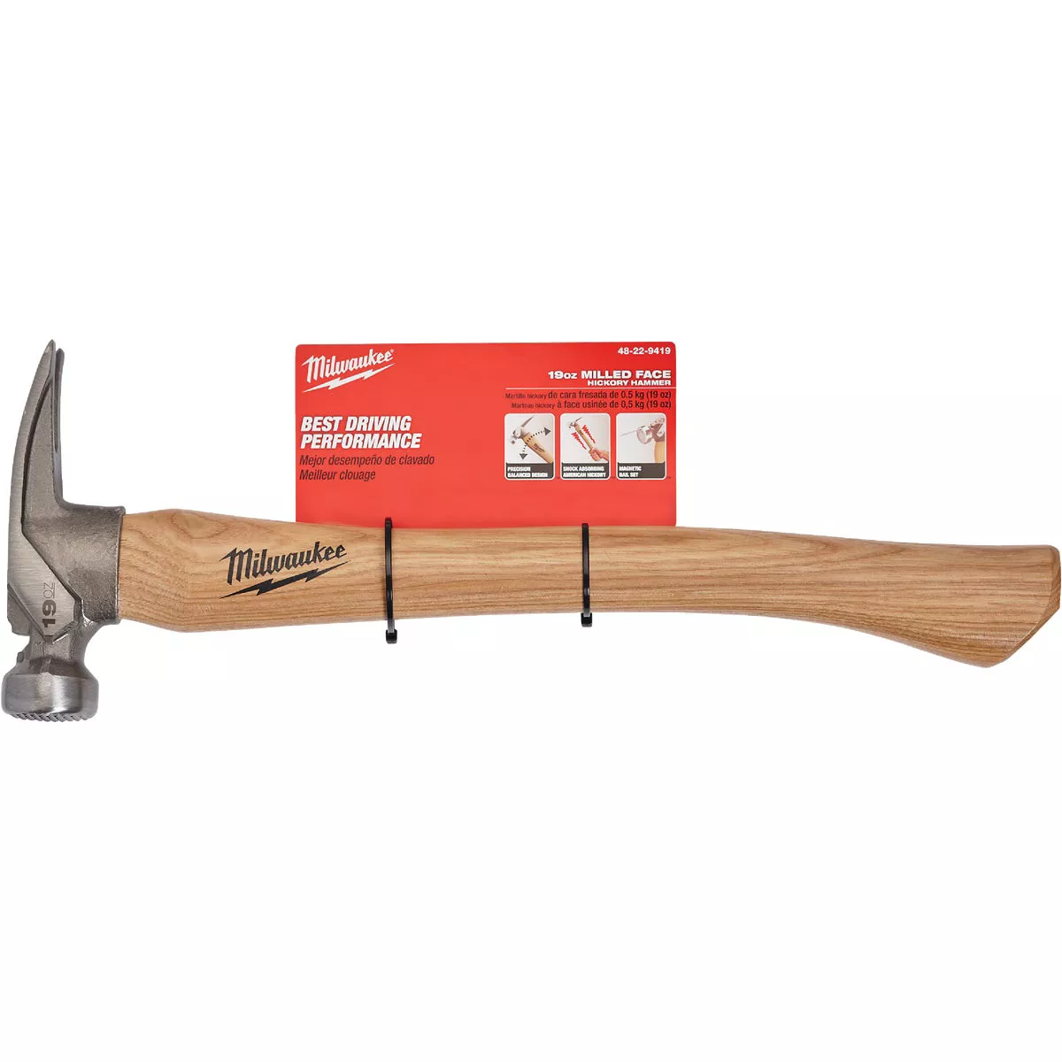 Milwaukee 19 Oz. Milled-Face Framing Hammer with Hickory Handle - photo 2