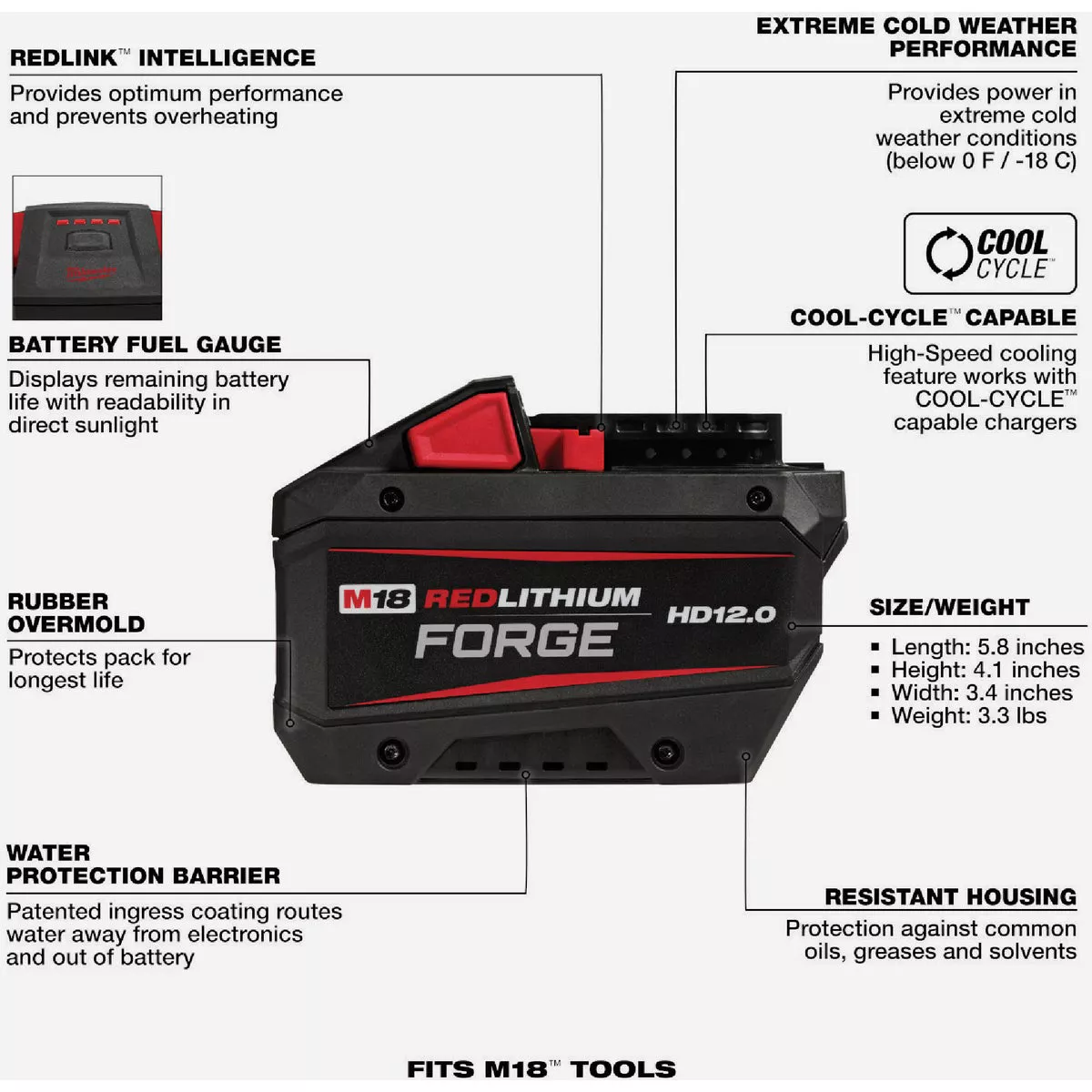 Milwaukee M18 REDLITHIUM FORGE Lithium-Ion High Output HD 12.0 Ah Battery Pack - photo 3