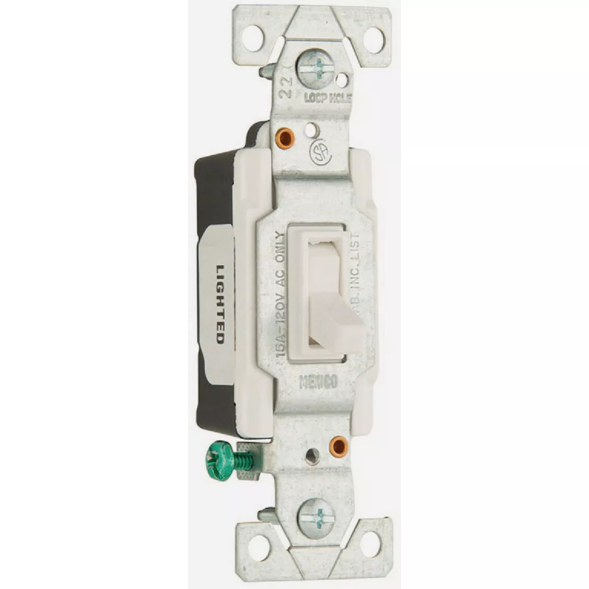 Eaton SP Residential Grade 15A Lighted Single Pole Switch, White