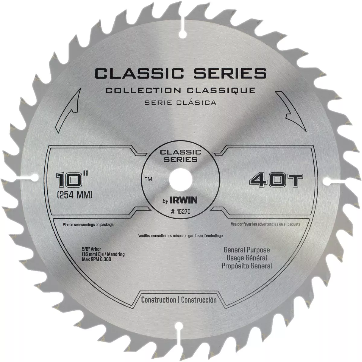 Irwin Classic Series 10 In. 40-Tooth General Purpose Circular Saw Blade