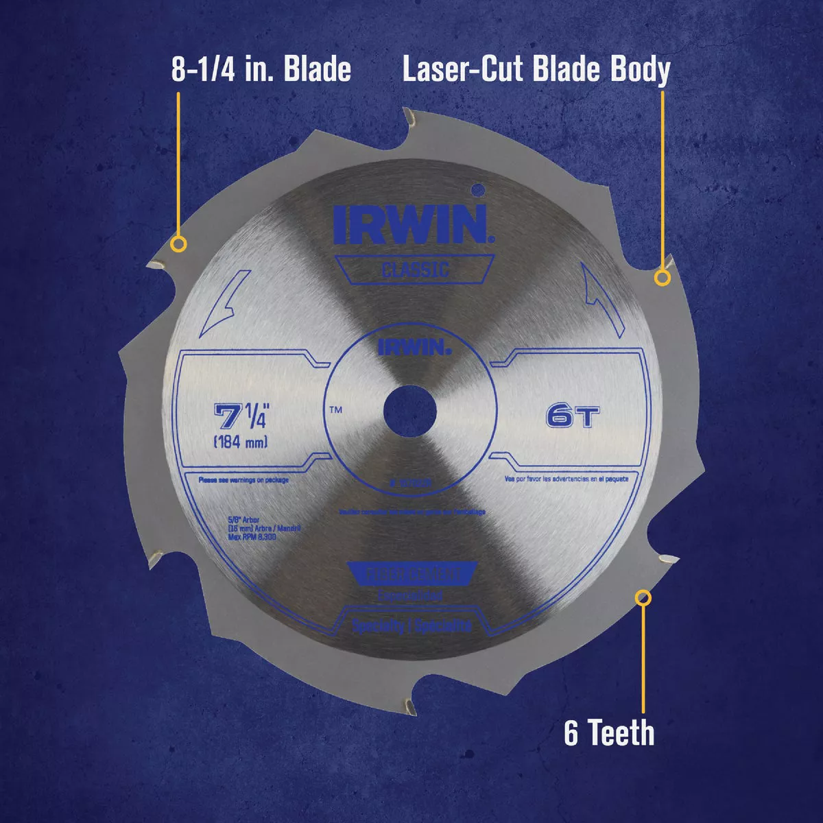 Irwin Classic Series 7-1/4 In. 6-Tooth Fiber Cement Circular Saw Blade - photo 3