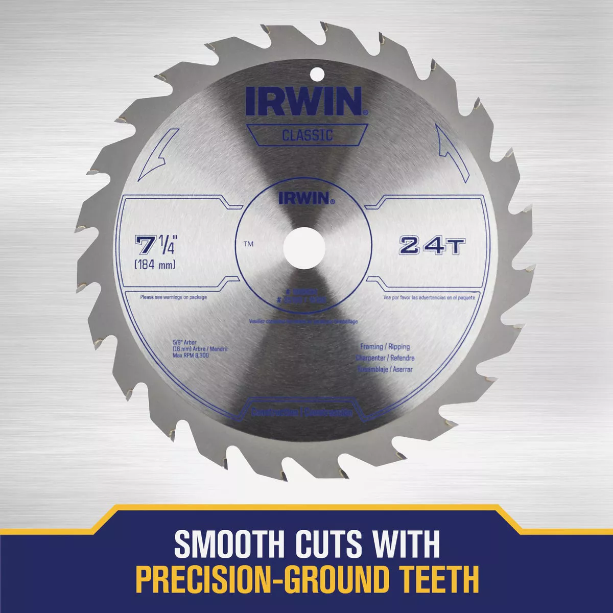 Irwin Classic Series 7-1/4 In. 24-Tooth Framing/Ripping Circular Saw Blade, Bulk - photo 4