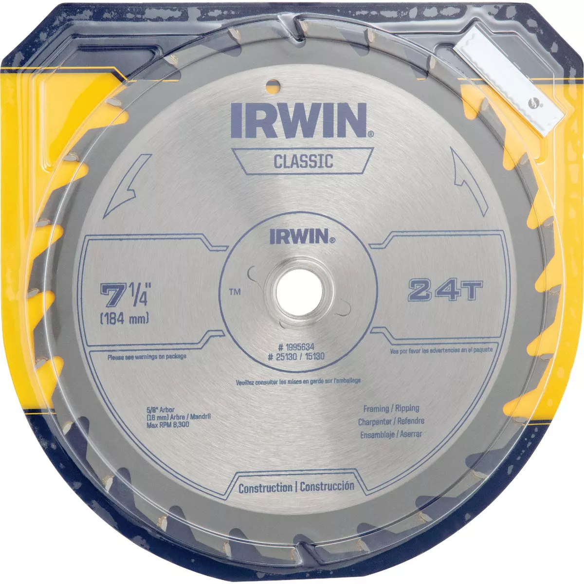Irwin Classic Series 7-1/4 In. 24-Tooth Framing/Ripping Circular Saw Blade, Bulk - photo 5