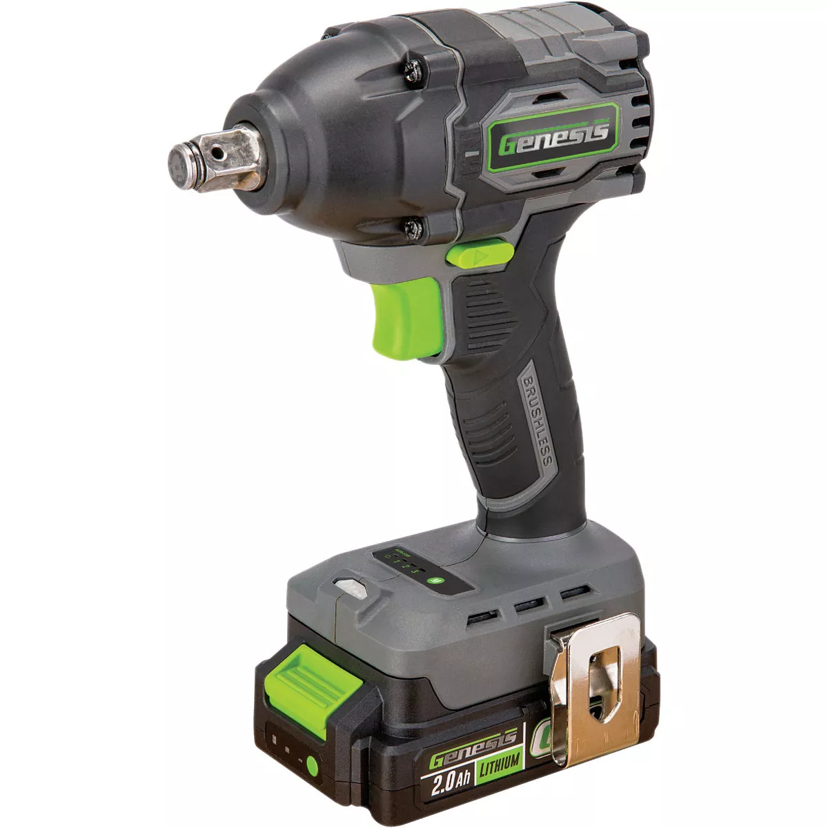Genesis 20V 1/2 In. Brushless Cordless Impact Wrench Kit with 2.0 Ah Battery & Charger