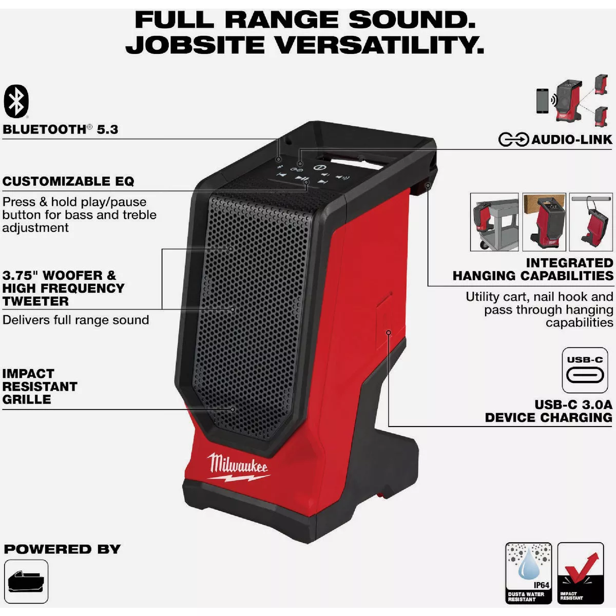 Milwaukee M18 Bluetooth Cordless Jobsite Speaker (Tool Only) - photo 2