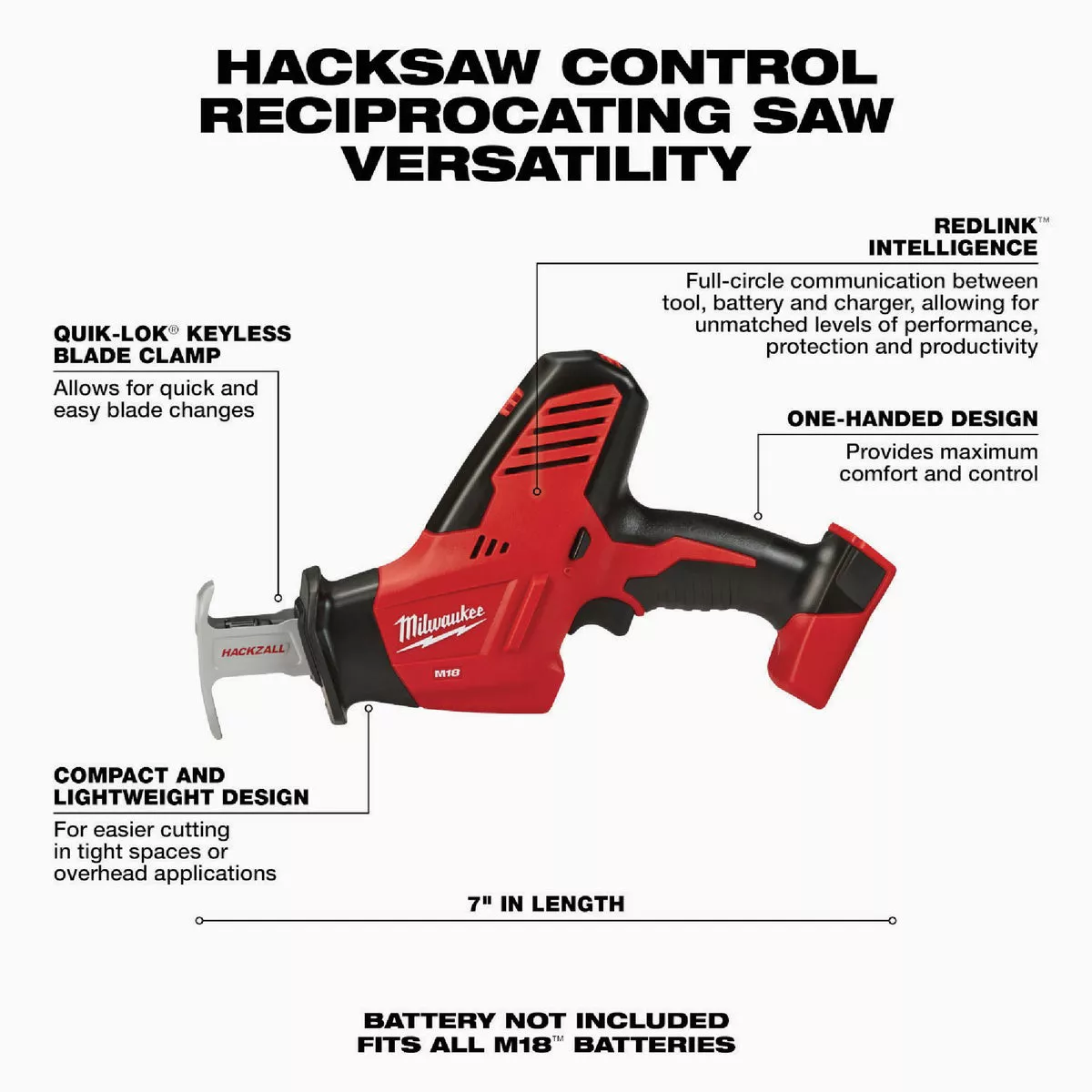 Milwaukee M18 HACKZALL Cordless Reciprocating Saw (Tool Only) - photo 3