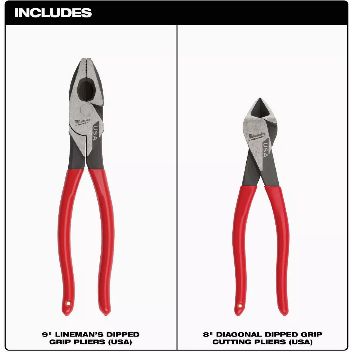 Milwaukee Dipped Grip Cutting Pliers Set (2-Piece) - photo 3