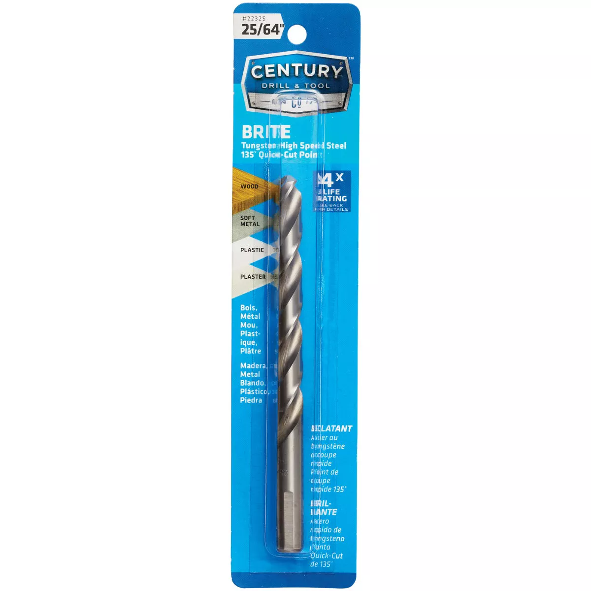 Century Drill & Tool 25/64 In. Tungsten High Speed Steel Quick-Cut Point Brite Drill Bit
