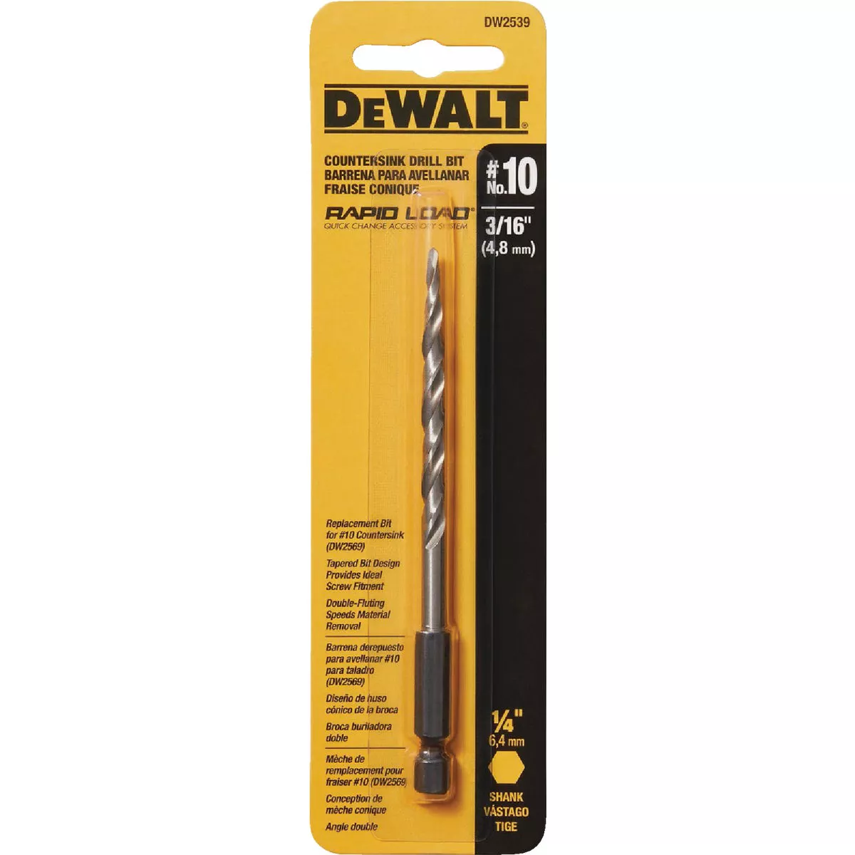 DEWALT Rapid Load #10 3/16 In. High-Speed Countersink Bit - photo 2