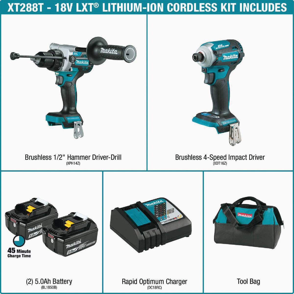 Makita 18 volt hammer drill impact combo kit hot sale