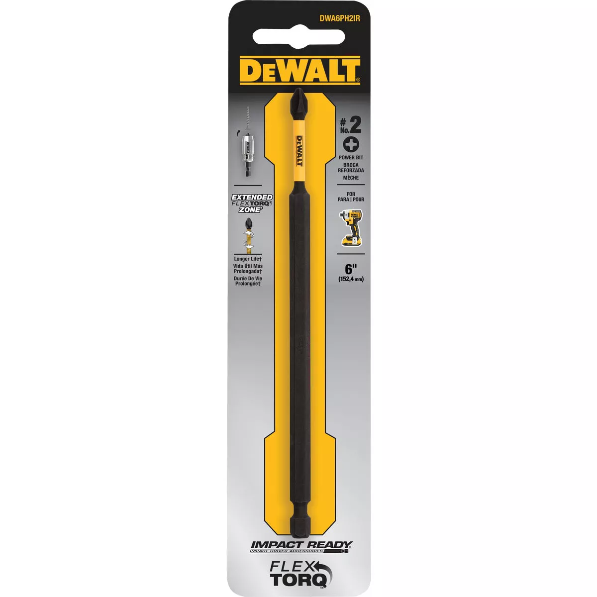 DEWALT FlexTorq 6 In. #2 Phillips Power Impact Screwdriver Bit