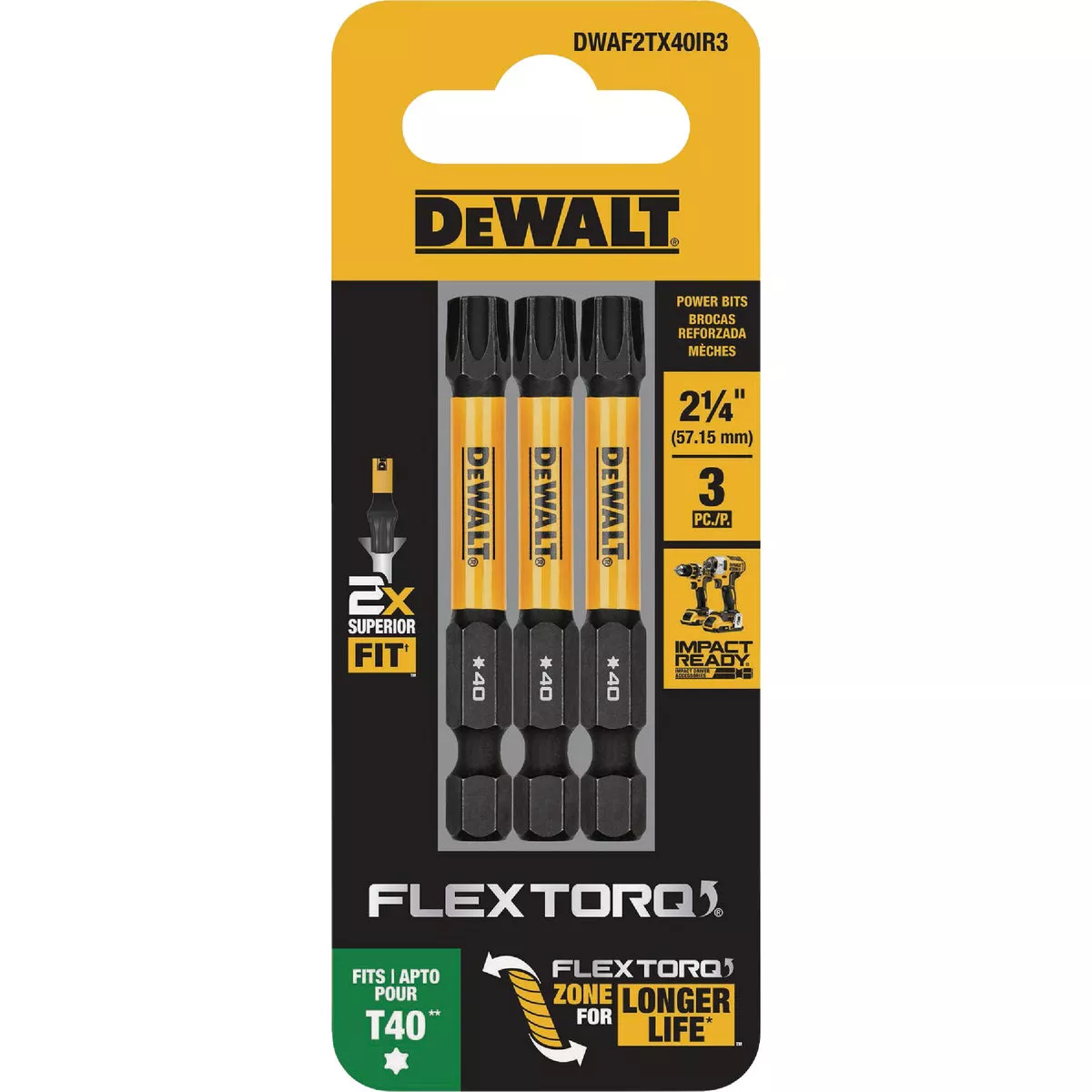 DEWALT FlexTorq 2 In. T40 TORX Impact Screwdriver Bit (3-Pack) - photo 2