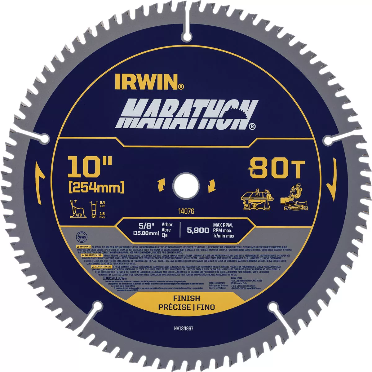 Irwin Marathon 10 In. 80-Tooth Trim/Finish Circular Saw Blade