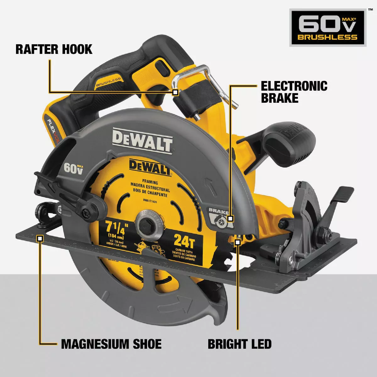 FLEXVOLT 60-Volt MAX Lithium-Ion Cordless Brushless 7-1/4 in. Circular Saw,2 Batteries,Charger,w/Bonus Reciprocating Saw FLEXVOLT 60-Volt MAX Lithium-Ion Cordless Brushless 7-1/4 in. Circular Saw,2 Batteries,Charger,w/Bonus Reciprocating Saw