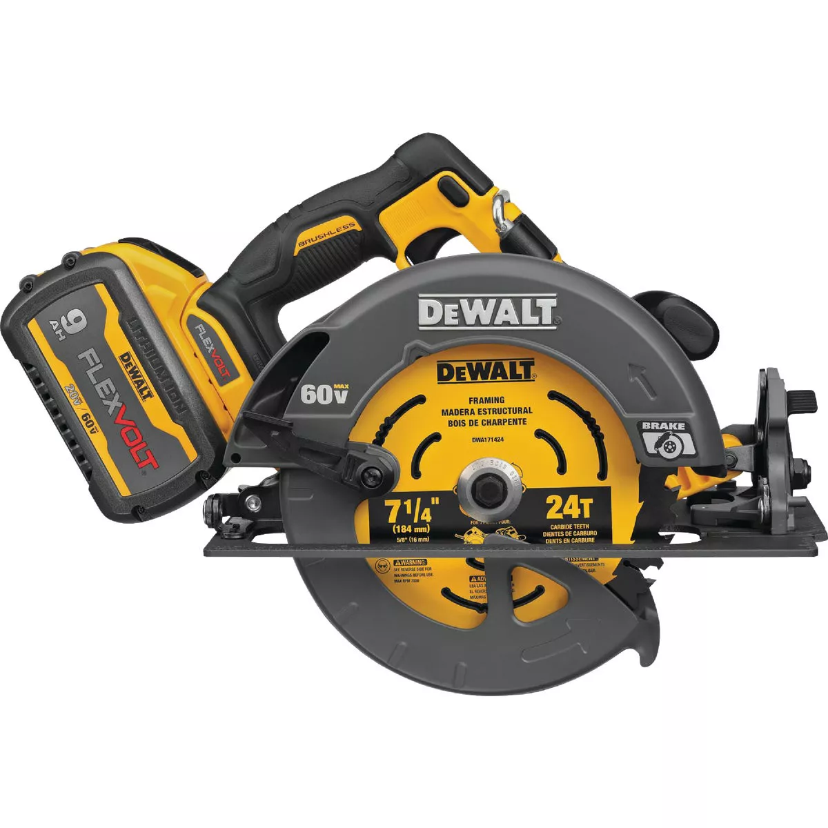 DEWALT FLEXVOLT 60V MAX Brushless 7-1/4 In. Cordless Circular Saw with 9.0 Ah Battery & Charger - photo 8