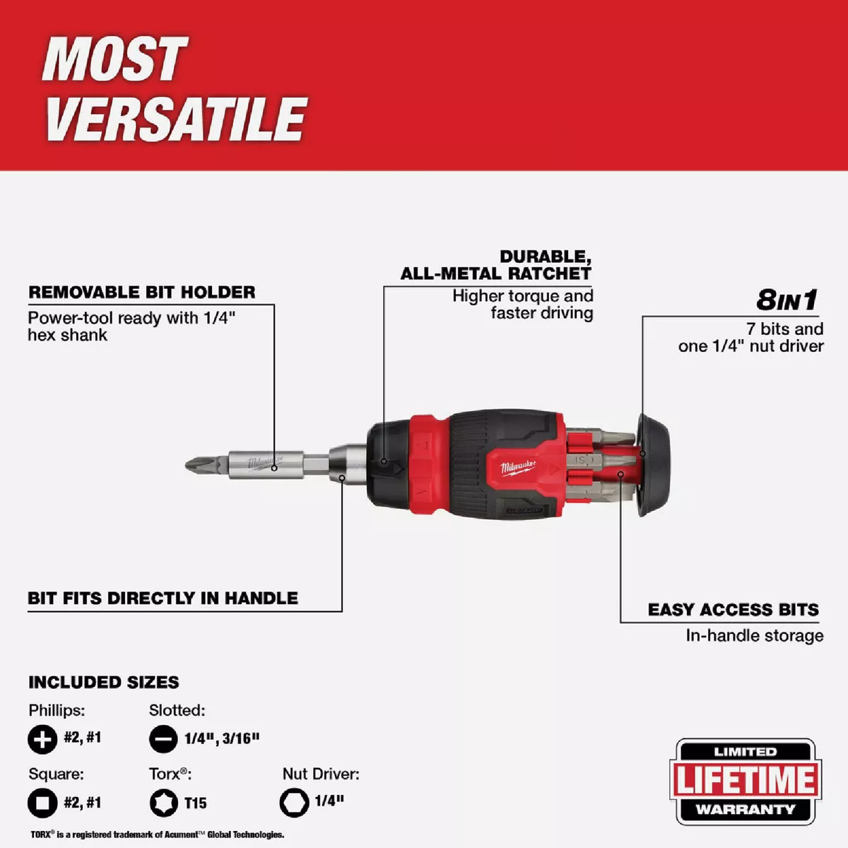 Milwaukee 8-in-1 Ratcheting Compact Multi-Bit Driver - photo 4