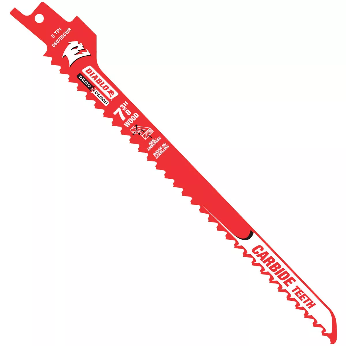 Diablo Demo Demon 7-3/8 In. 5 TPI Carbide Rough-In/Scrolling Reciprocating Saw Blade (3-Pack)