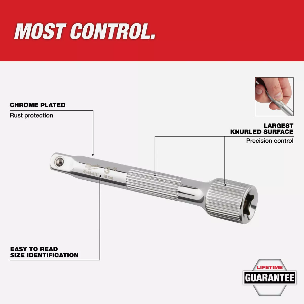 Milwaukee 1/4 In. Drive 3 In. Socket Extension - photo 2