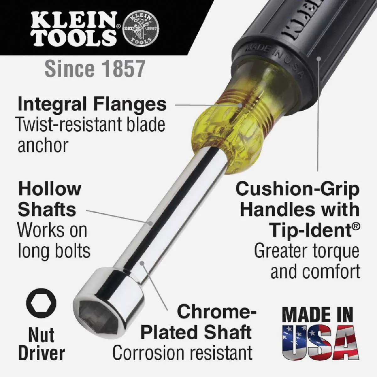 Klein Standard 9/16 In. Nut Driver with 4 In. Hollow Shank - photo 2