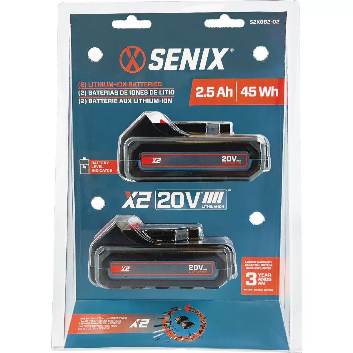 Senix X2 20 Volt Max Lithium-Ion 2.5 Ah Battery Pack (2-Pack) - photo 3