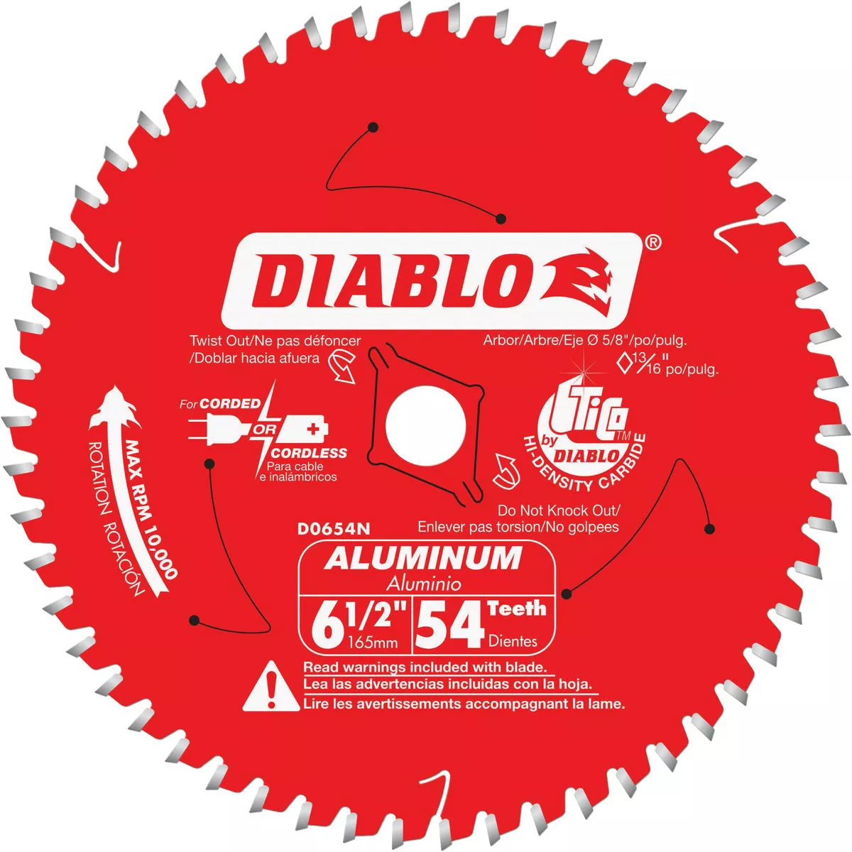 Diablo 6-1/2 In. 54-Tooth Aluminum Circular Saw Blade, Bulk