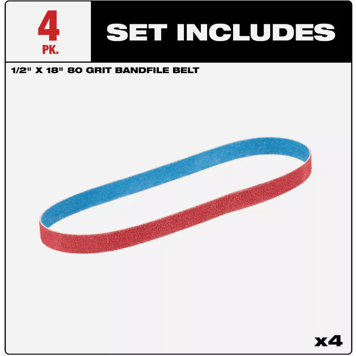 Milwaukee 1/2 In. x 18 In. 80 Grit Bandfile Belt (4-Pack) - photo 2