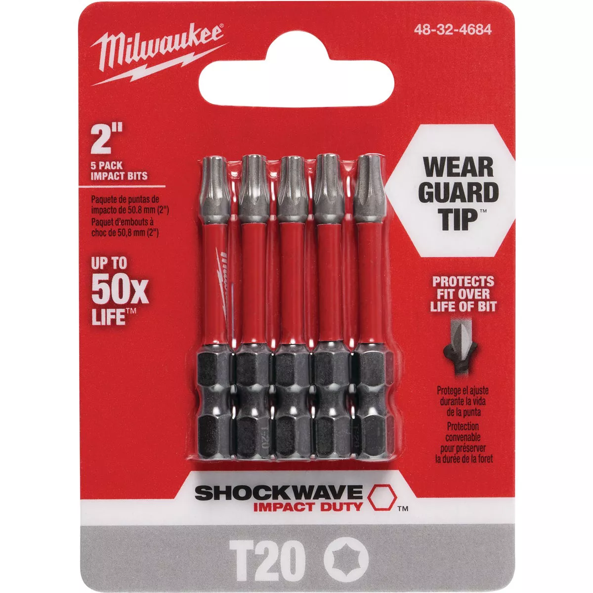 Milwaukee SHOCKWAVE T20 TORX 2 In. Power Impact Screwdriver Bit (5-Pack)