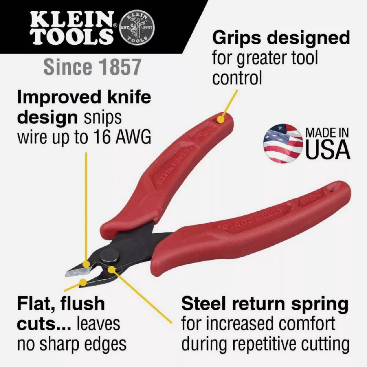 Klein 5 In. Flush Cutter Diagonal Cutting Pliers - photo 6