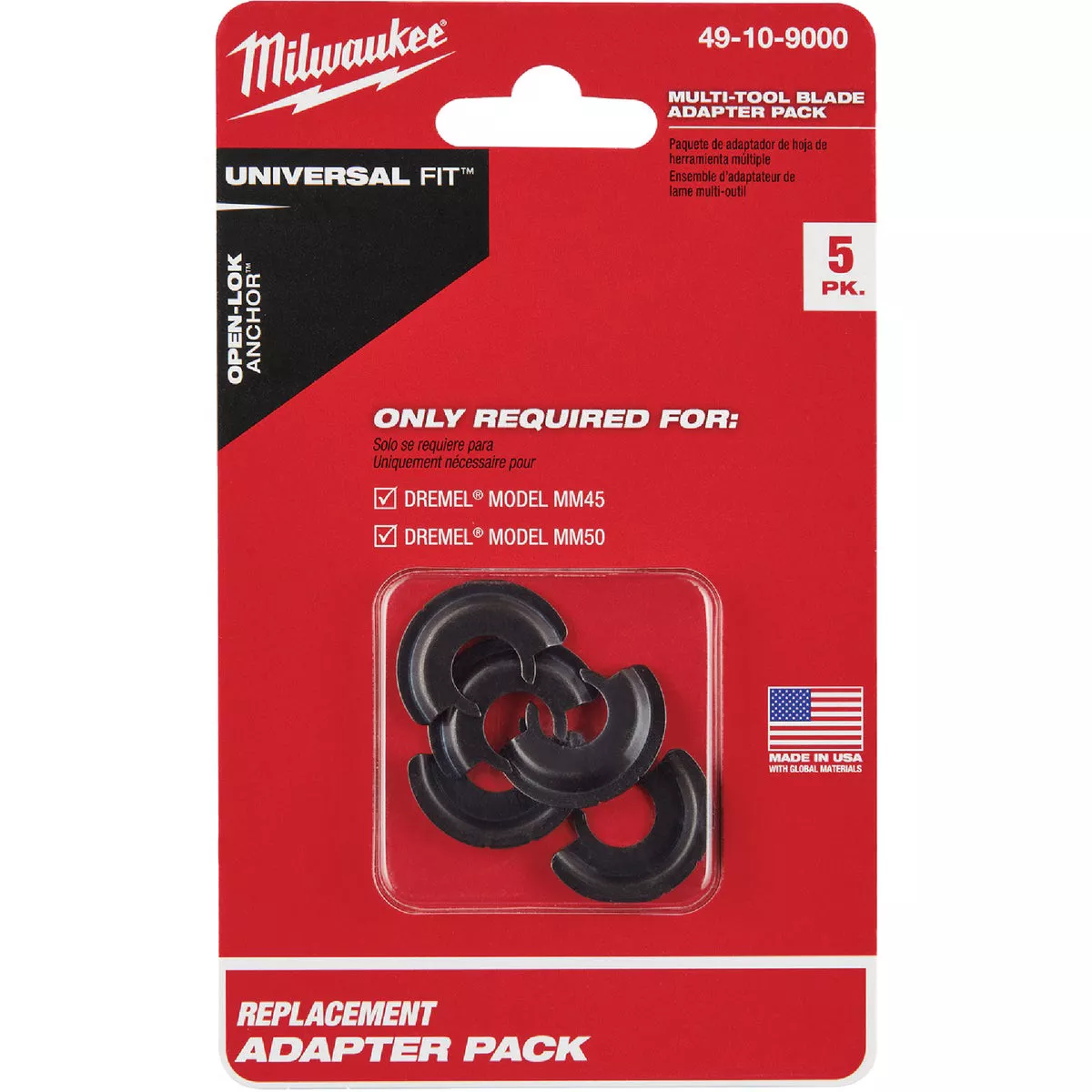Milwaukee OPEN-LOK 3-1/2 In. Multi-Tool Oscillating Blade Adapter for Dremel (5-Pack) - photo 2