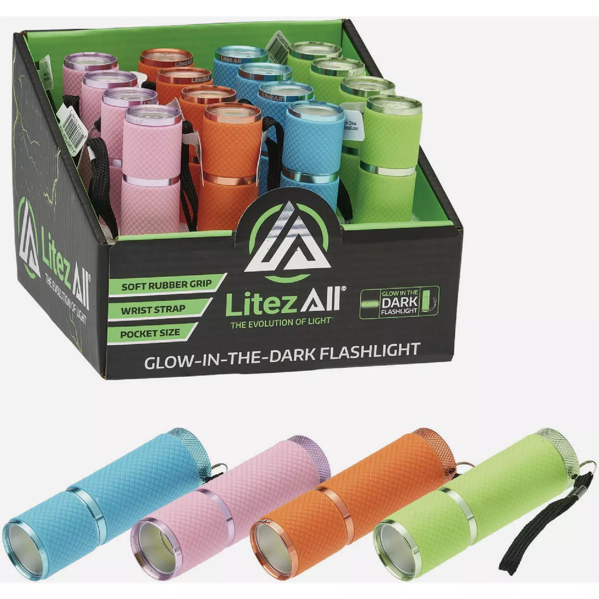 LitezAll Promier Products 100 Lm. COB LED Glow In the Dark Flashlight