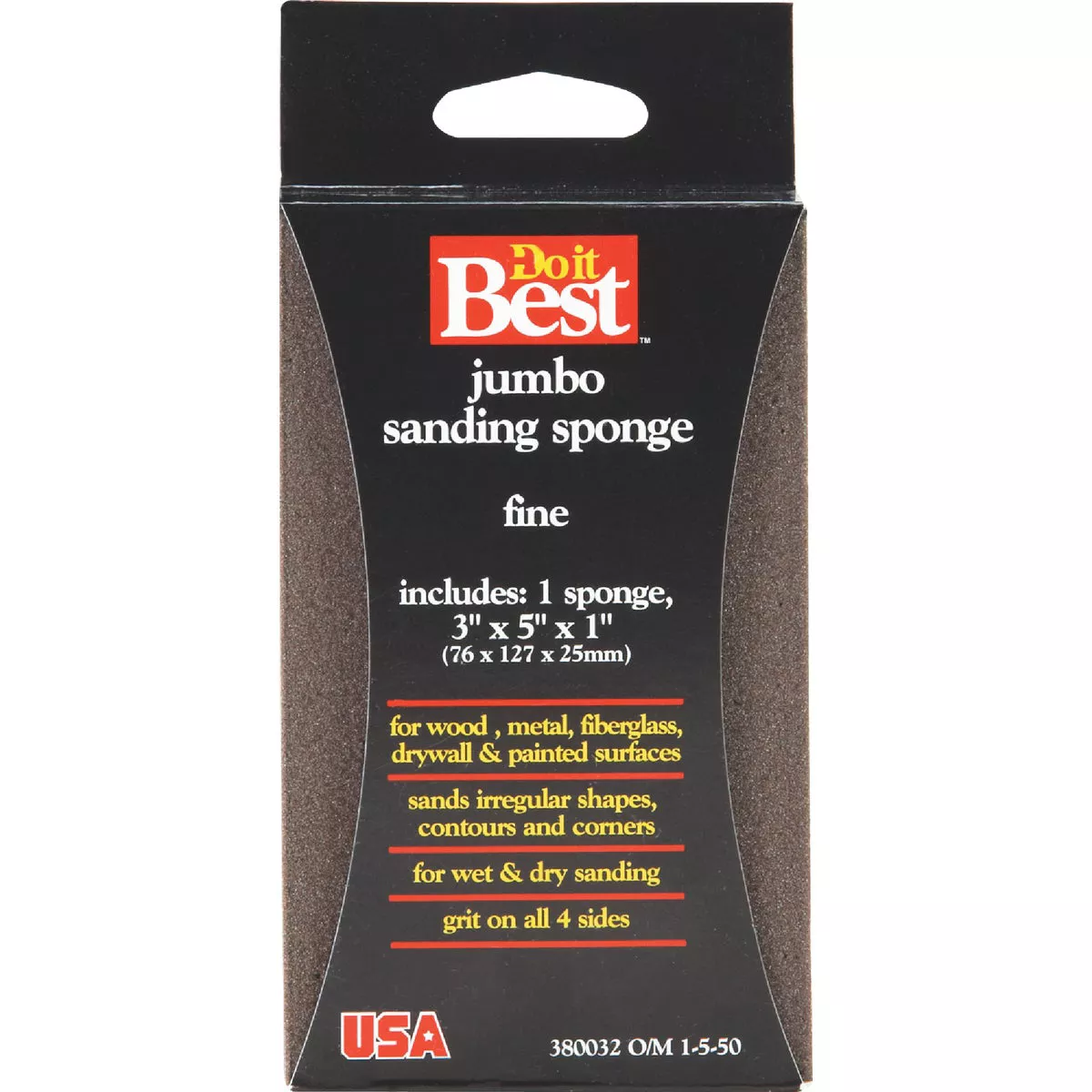 Do it Best Jumbo All-Purpose 3 In. x 5 In. x 1 In. 120 Grit Fine Sanding Sponge