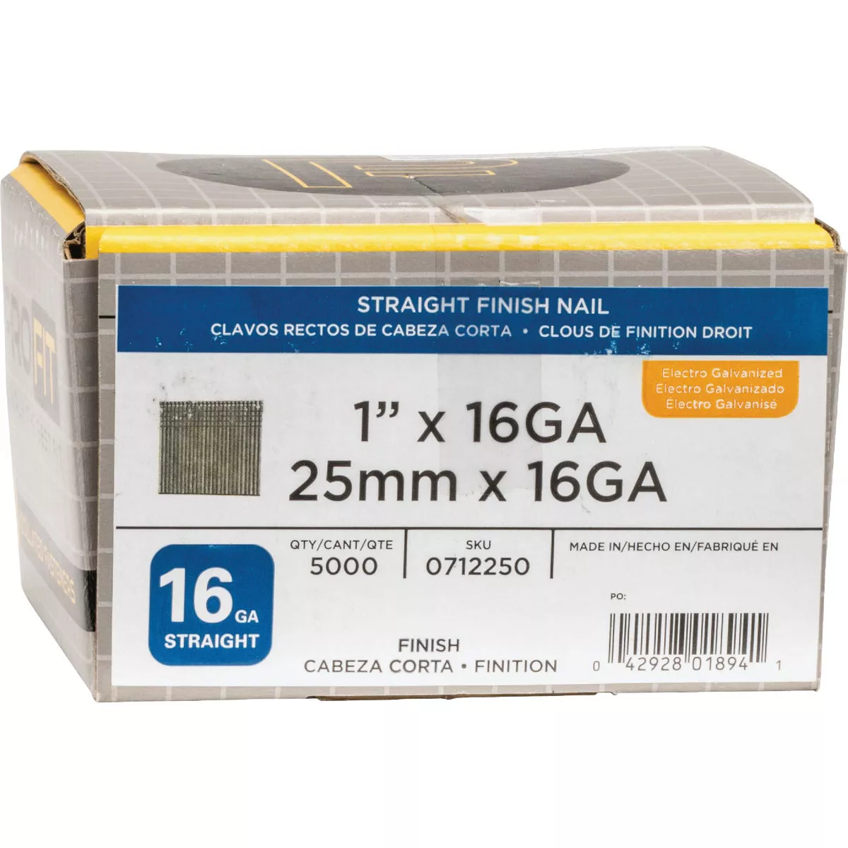 Pro-Fit 1 In. 16 Gauge Electro Galvanized Straight Finish Nails (5000 Ct.) - photo 2