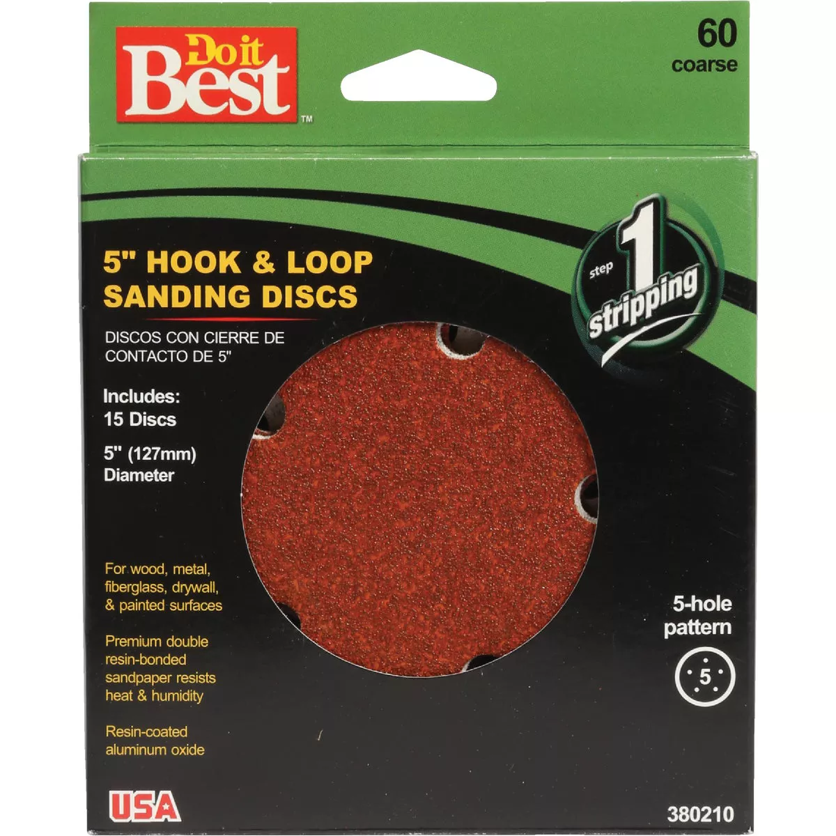 Do it Best 5 In. 60-Grit 5-Hole Pattern Vented Sanding Disc with Hook & Loop Backing (15-Pack)
