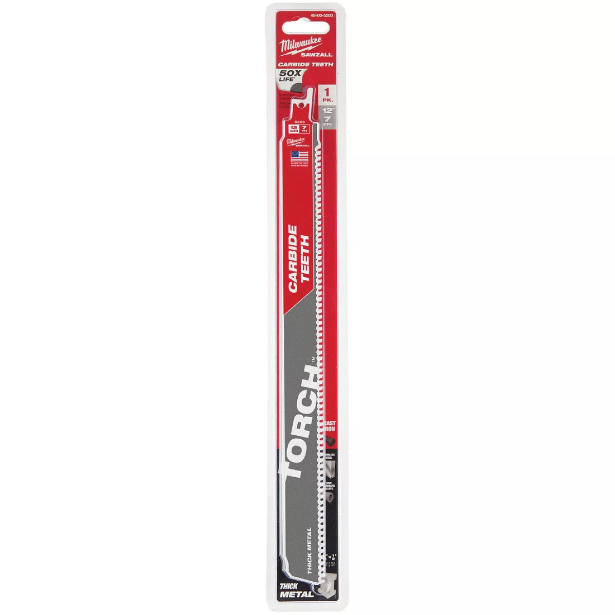 Milwaukee SAWZALL TORCH 12 In. 8 TPI Carbide Thick Metal Reciprocating Saw Blade - photo 2