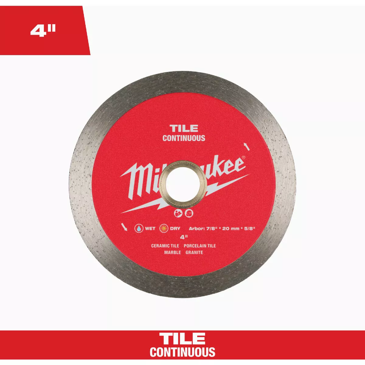 Milwaukee 4 In. Continuous Rim Tile Diamond Blade