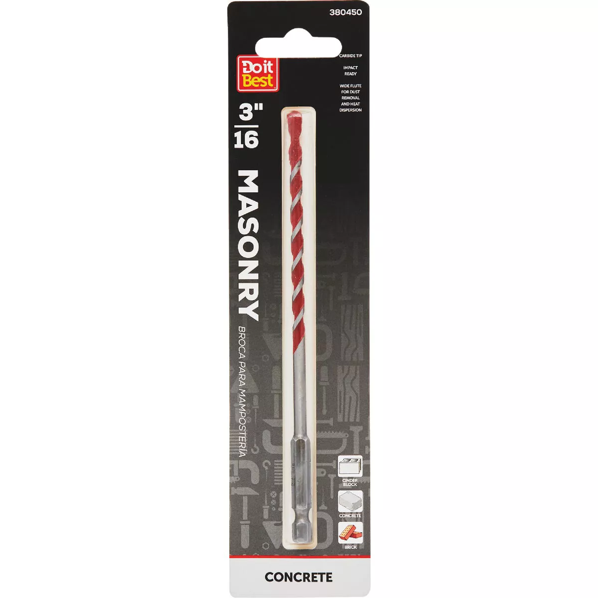 Do it Best 3/16 In. x 6 In. Impact Ready Carbide Masonry Drill Bit