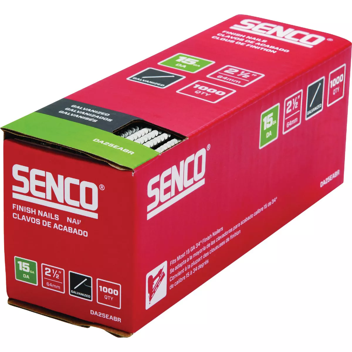 Senco 2-1/2 In. 15-Gauge Galvanized 34 Degree Angled Finish Nail (1000 Ct.) - photo 2