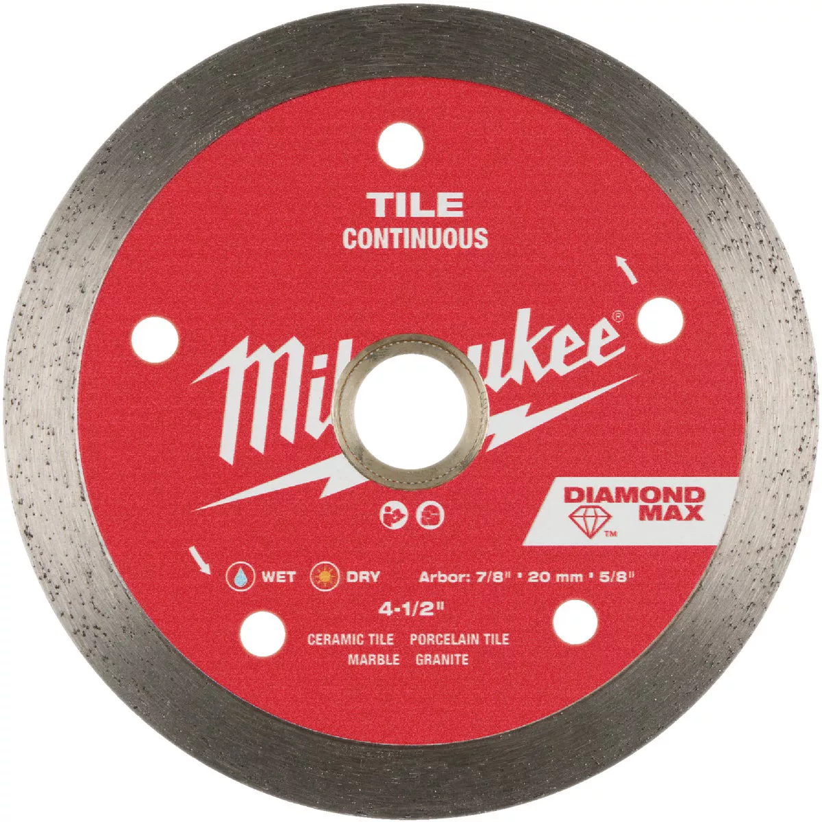 Milwaukee DIAMOND MAX 4-1/2 In. Continuous Rim Tile Diamond Blade
