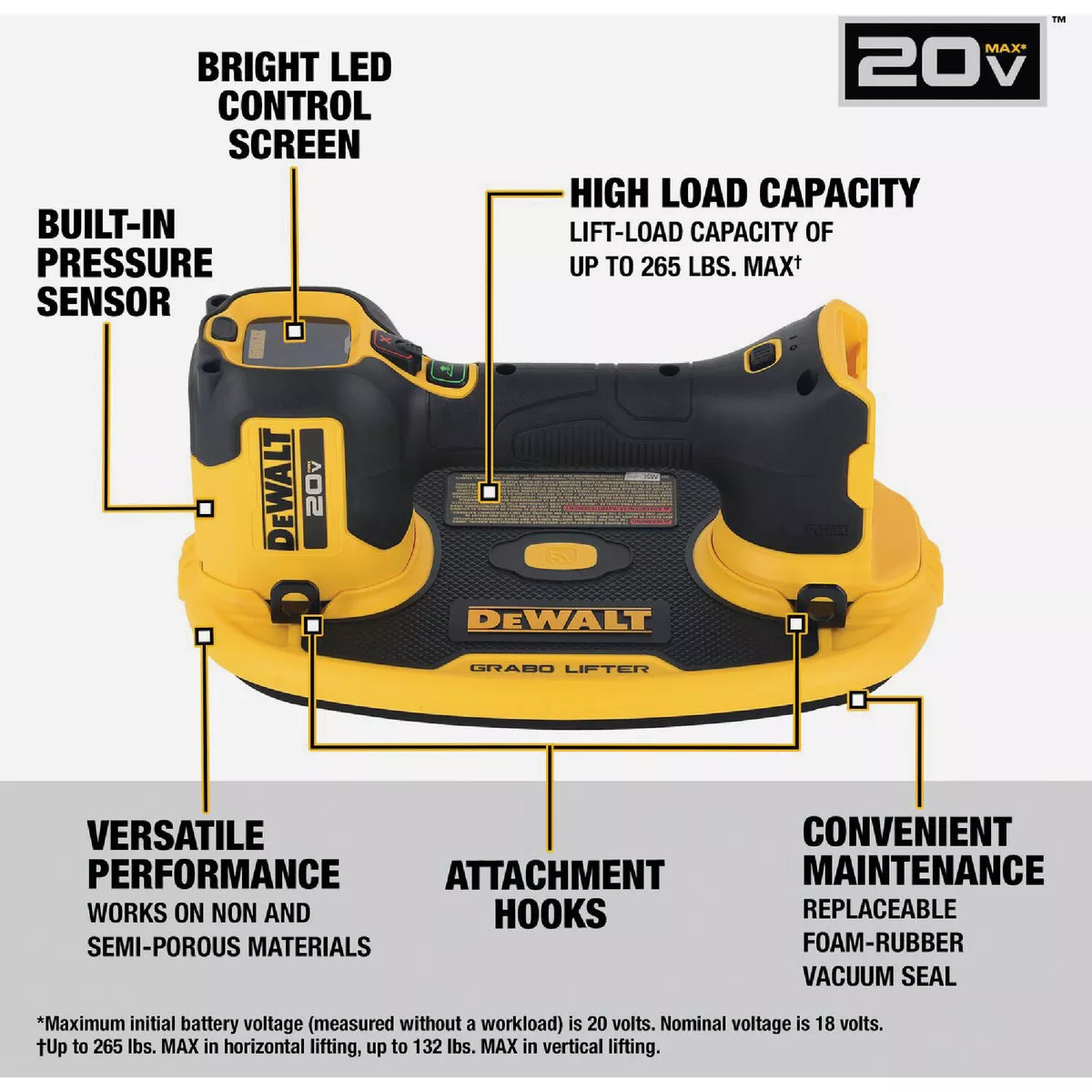 DEWALT 20V MAX Cordless GRABO Vacuum Lifter (Tool Only) - photo 5