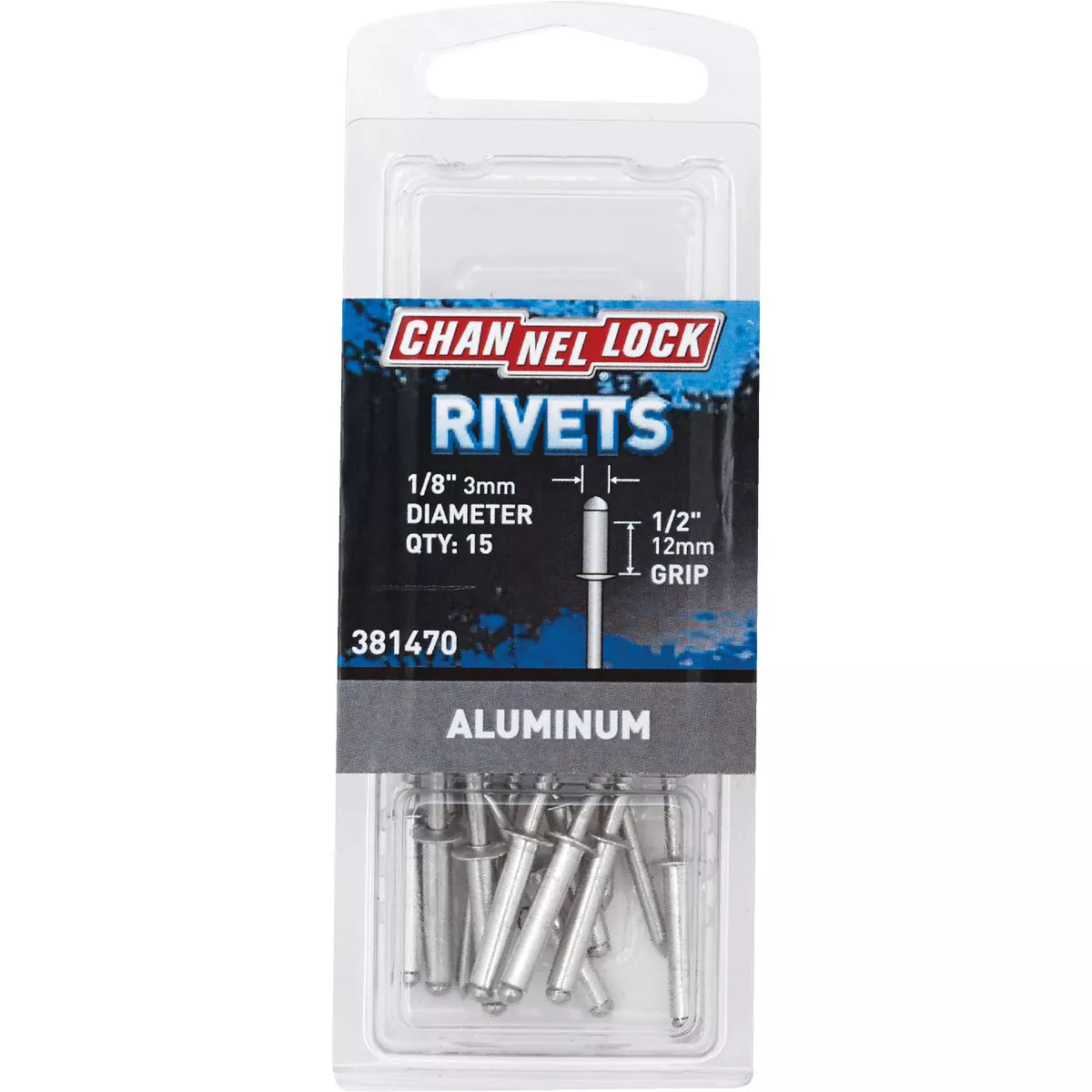 Channellock 1/8 In. Dia. x 1/2 In. Grip Aluminum POP Rivet (15-Pack)