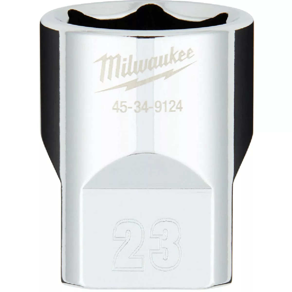 Milwaukee 1/2 In. Drive 23 mm 6-Point Shallow Metric Socket with FOUR FLAT Sides