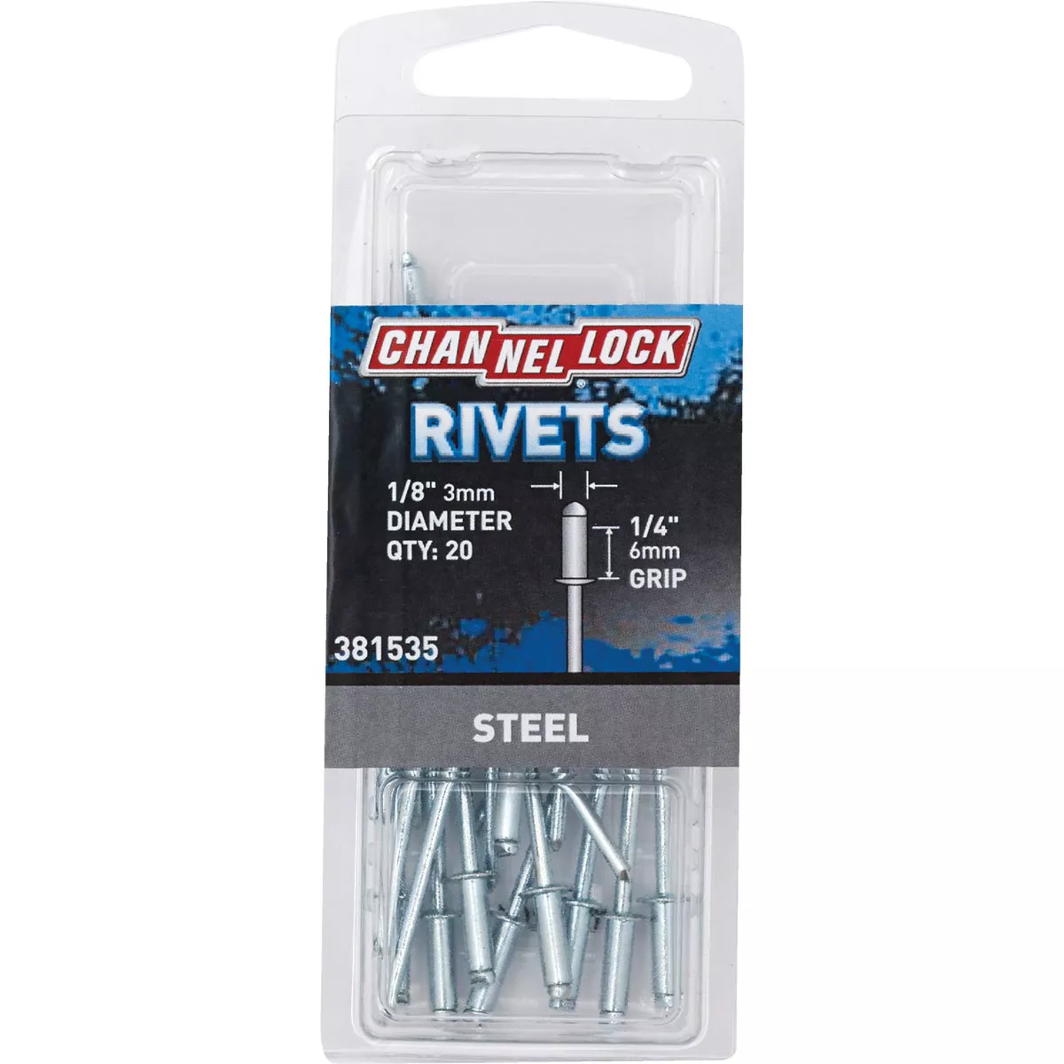 Channellock 1/8 In. Dia. x 1/4 In. Grip Steel POP Rivet (20-Pack)